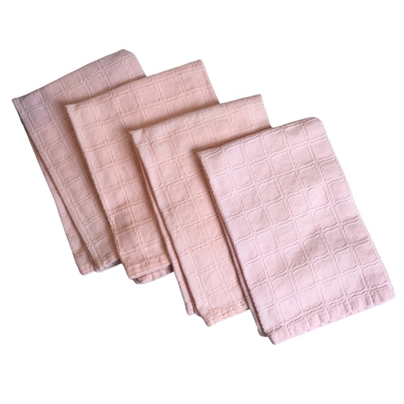 4 Cloth Napkins Set Pink Cotton Vintage 14.5 X 17.5” Spring Easter Table Decor - Picture 3 of 4